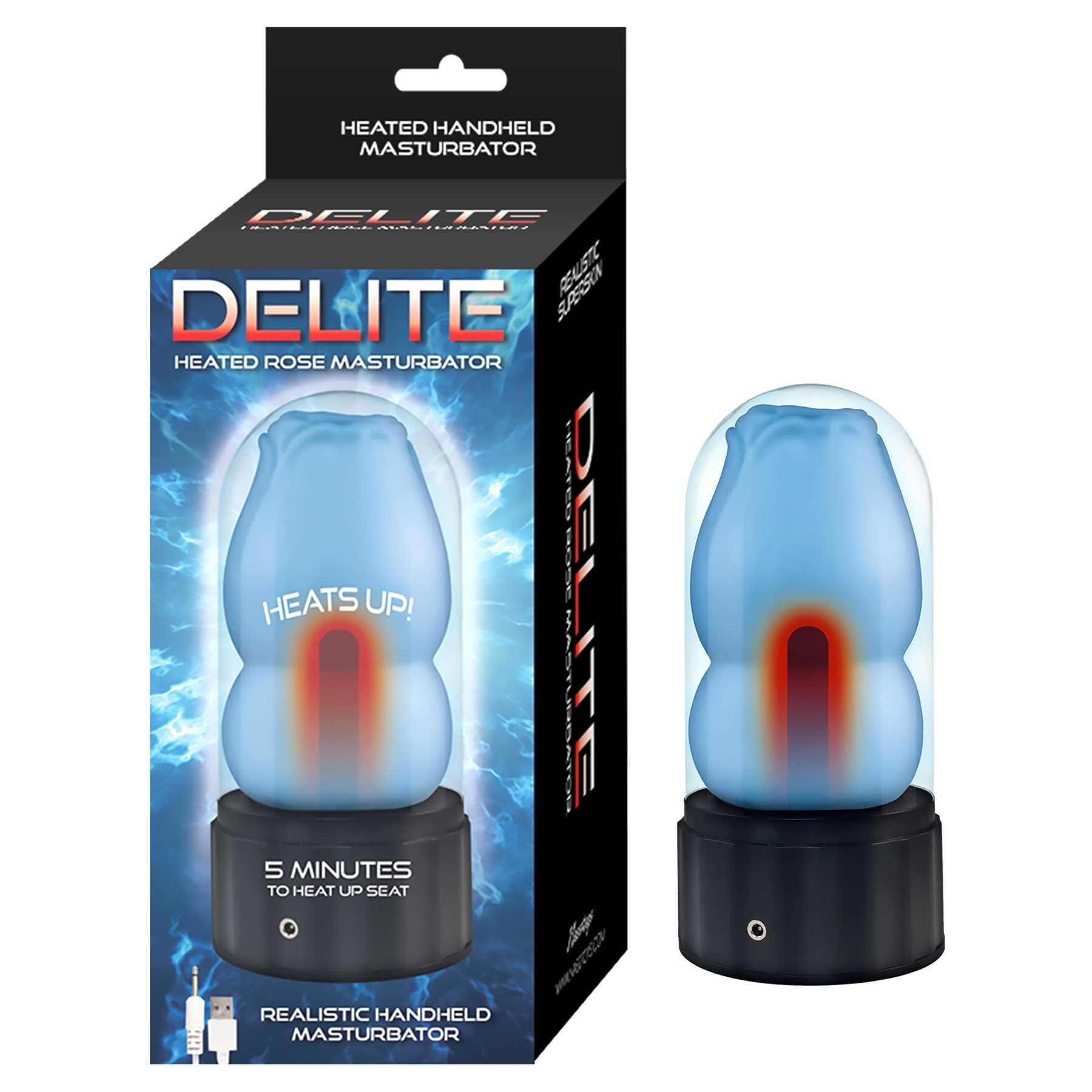 Blue Delite Heated Rose Masturbator packaging packaging