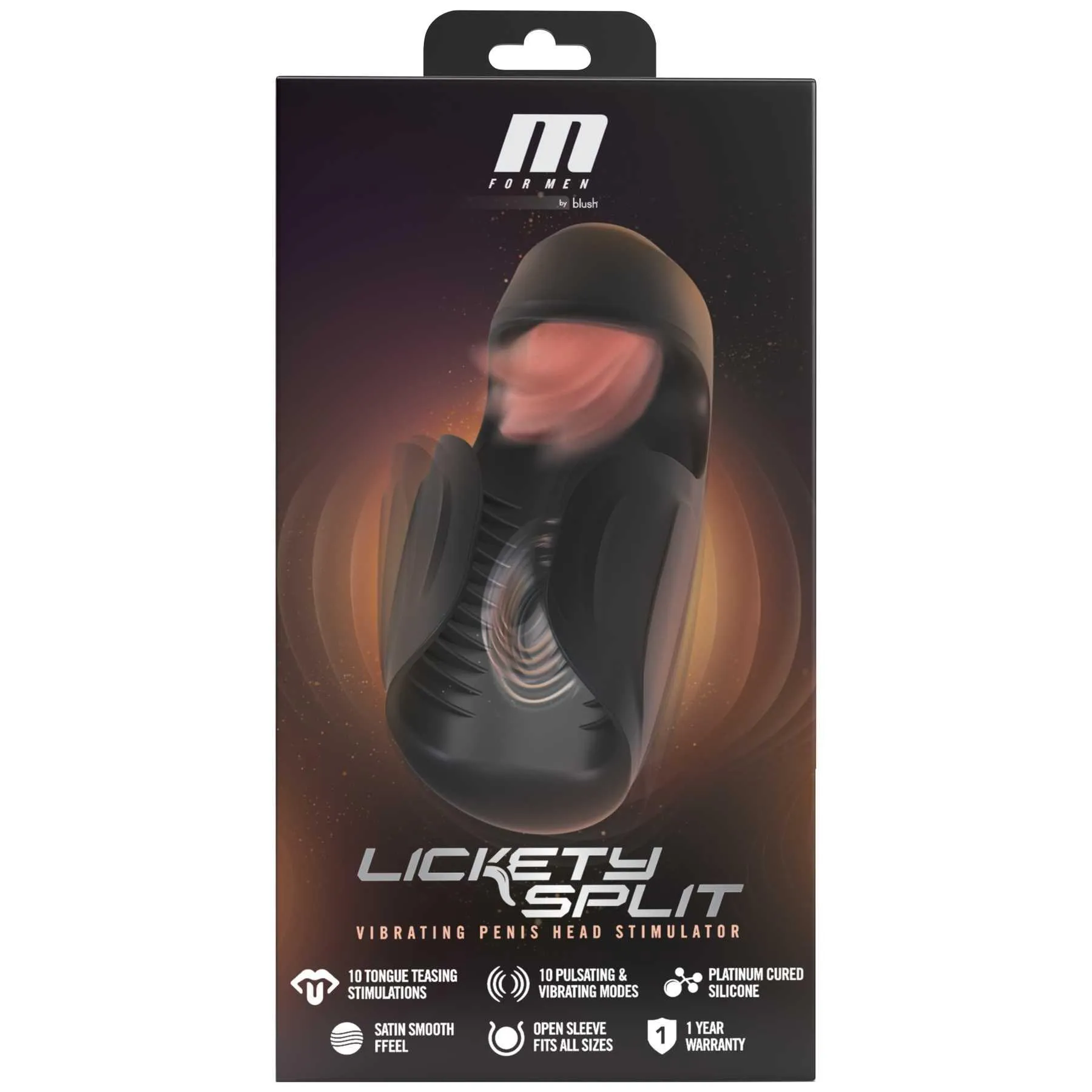 Lickety Split Vibrating Automatic Male Masturbator With Tongue Licking Oral Stimulator box