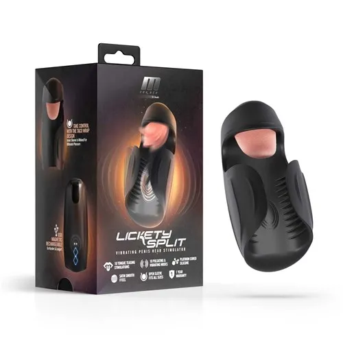 Lickety Split Vibrating Automatic Male Masturbator With Tongue Licking Oral Stimulator product box