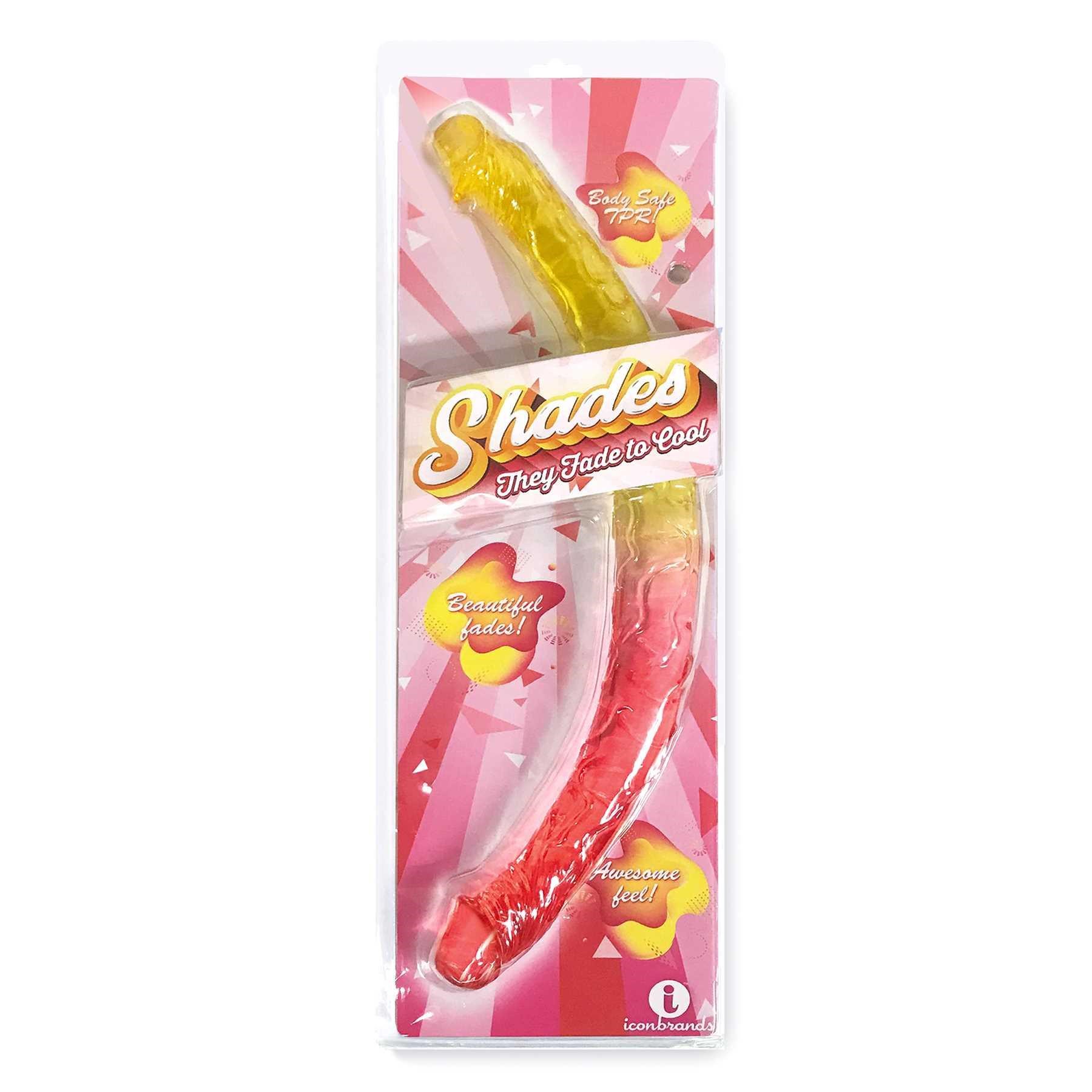 SHADES FADE TO COOL REALISTIC 17 INCH DOUBLE DILDO packaging