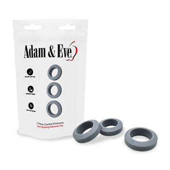 3-PC. GREY SILICONE RING SET with package