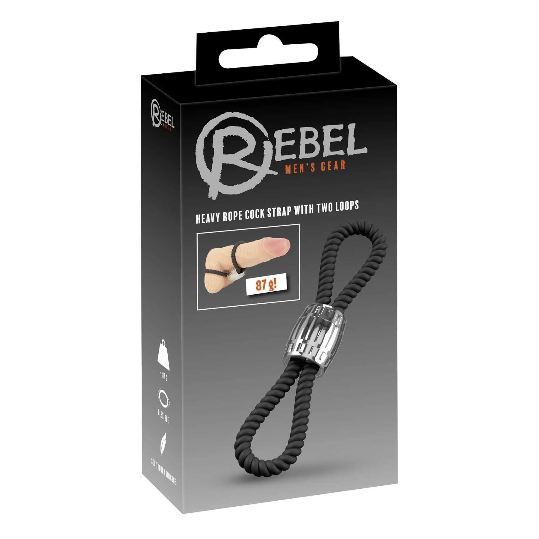 Rebel Heavy Rope Cock Strap 2 Loops packaging